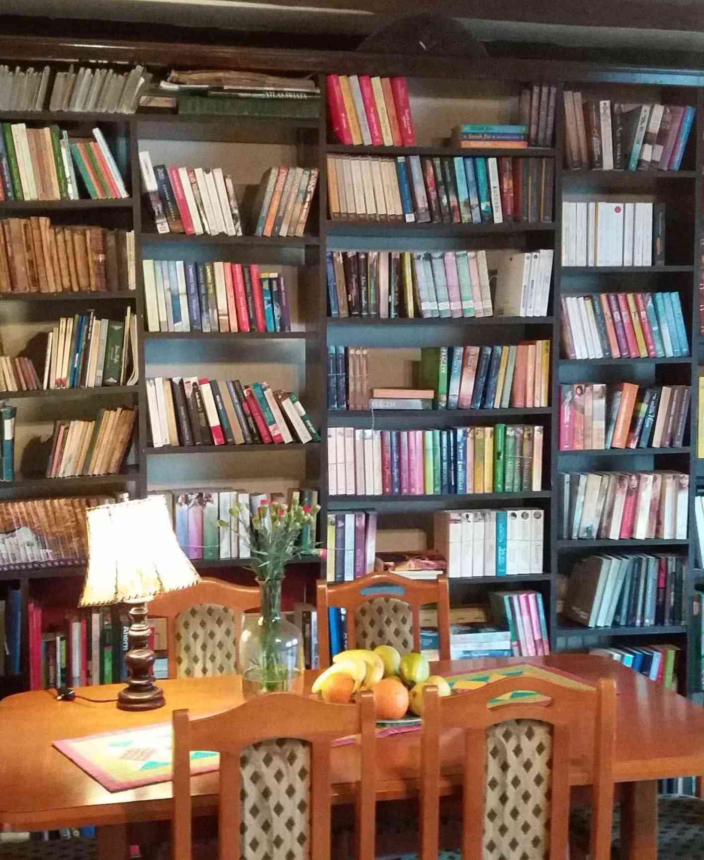 biblioteczne polki z ksiazkami w agroturystyce na warmii