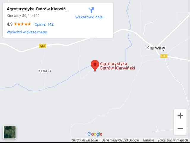 Mapa dojazdu ֠pinezka Google - Agroturystyka Ostrow Kierwinski
